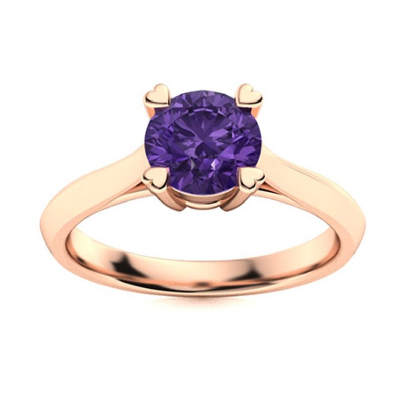 Crown Chakra Round Amethyst Gemstone 925 Silver Boho Solitaire Ring Jewelry