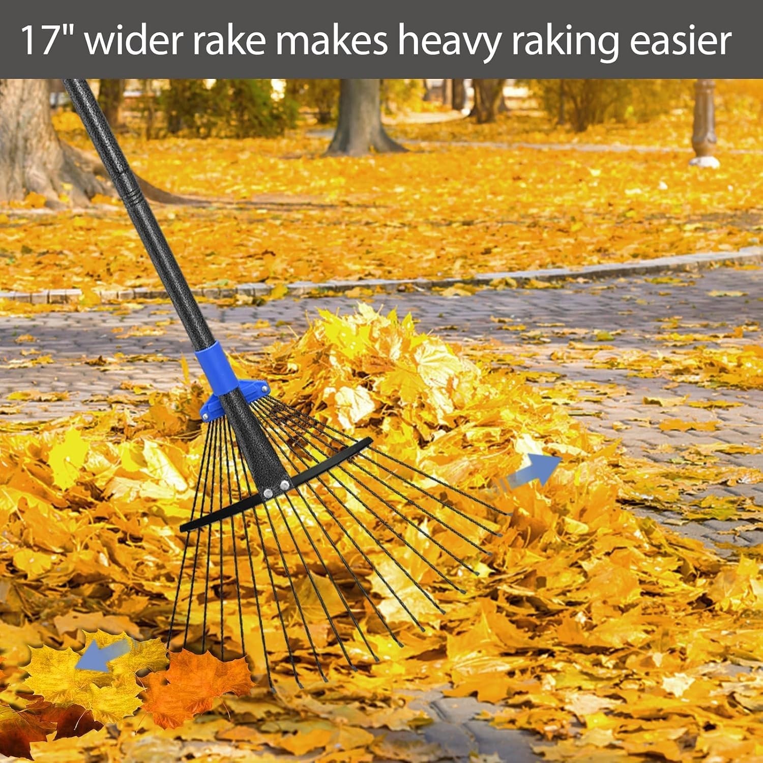 Expandable Rake with Long Handle for Easy Yard Work - From Pine Straw to Leaves