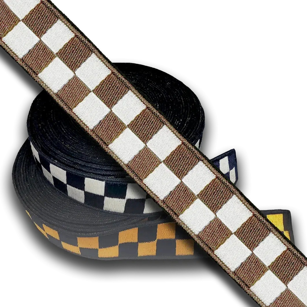 CHICAGO POLICE CHECKER HATBAND MATERIAL: Brown & Gold, 1.5" (SOLD BY THE FOOT)