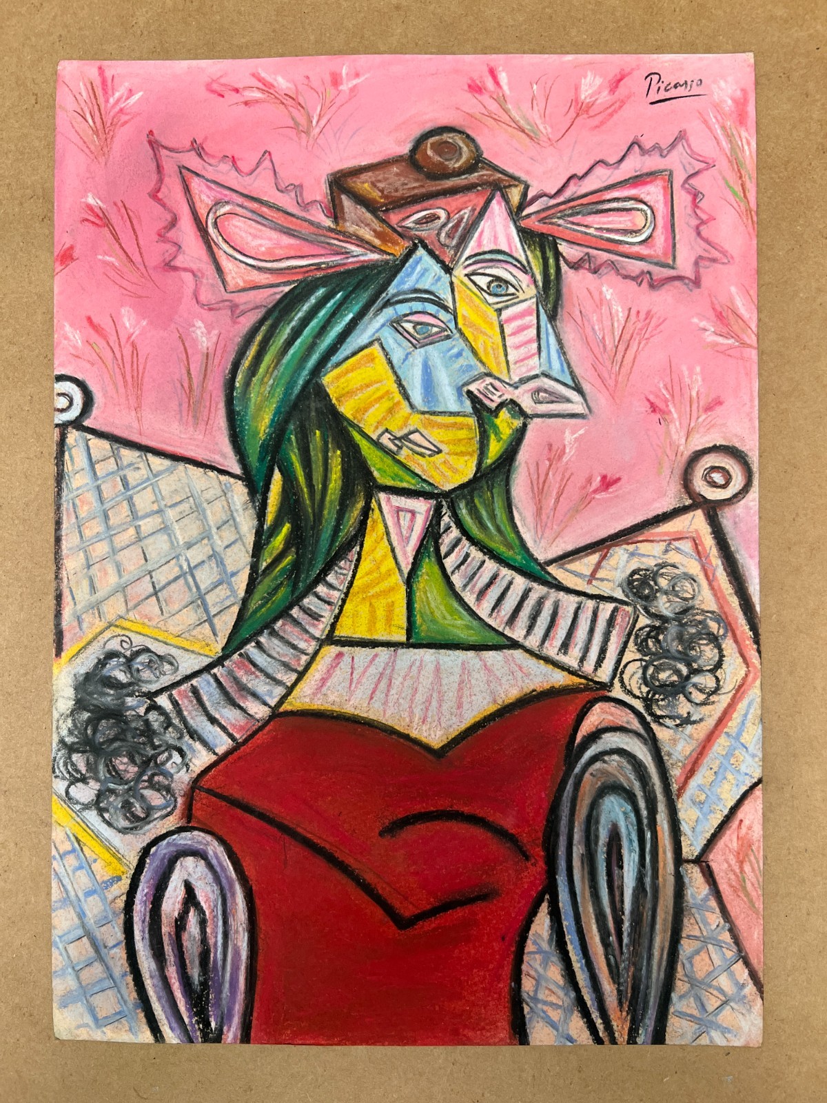 Pablo Picasso Drawing on paper (Handmade) signed and stamped mixed media.