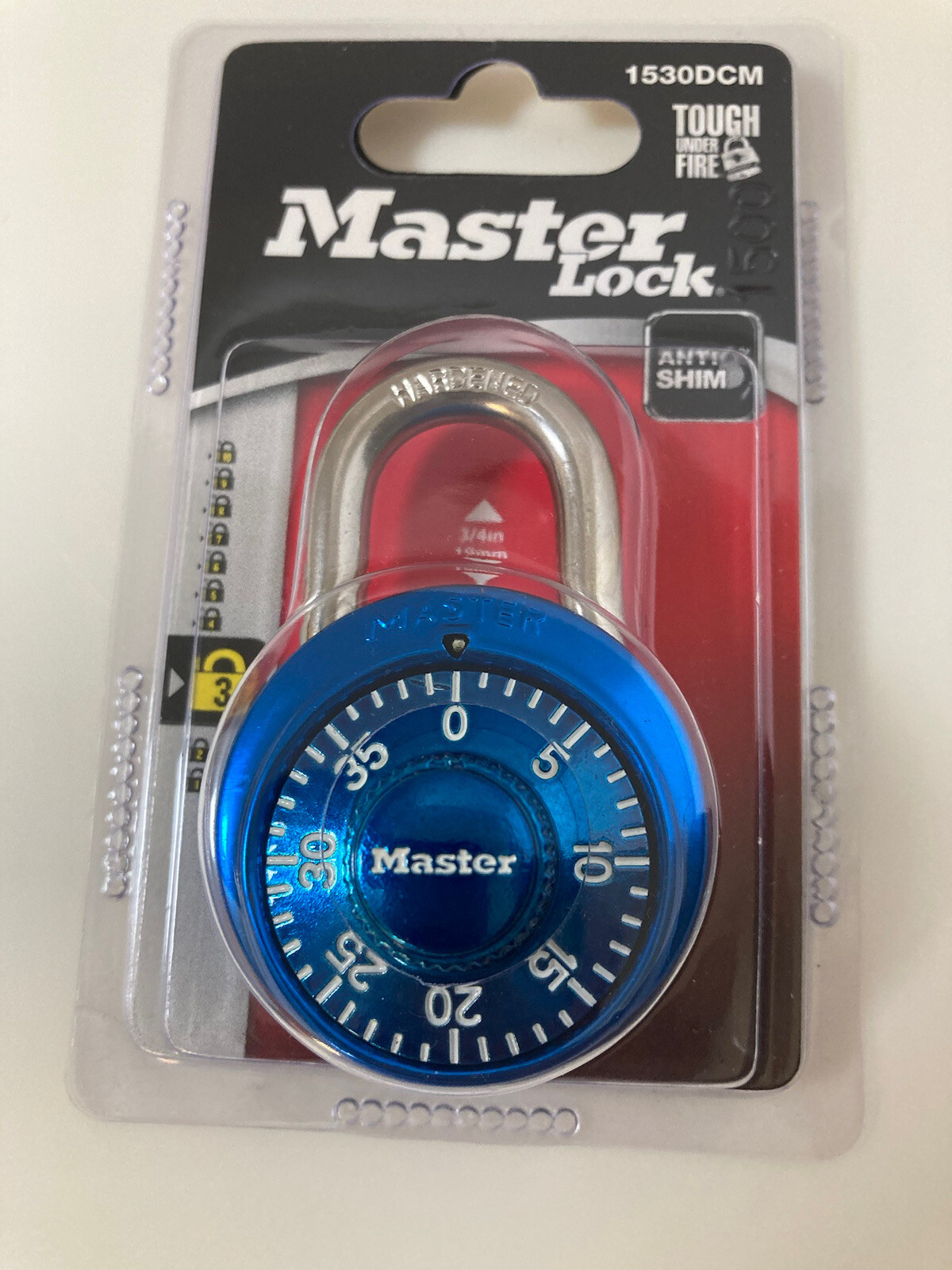 Master Lock Combination Lock Level 3 Anti Shim 3/4 Inch 1530DCM Blue   New