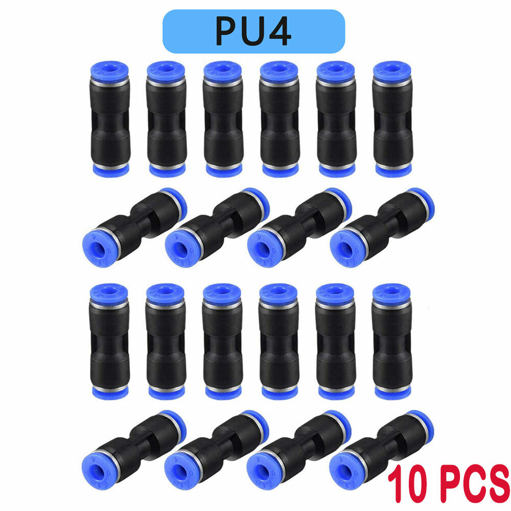 5/32”(4mm) OD Tube Pneumatic Straight Union Push Connector Air Fitting (10Pc)