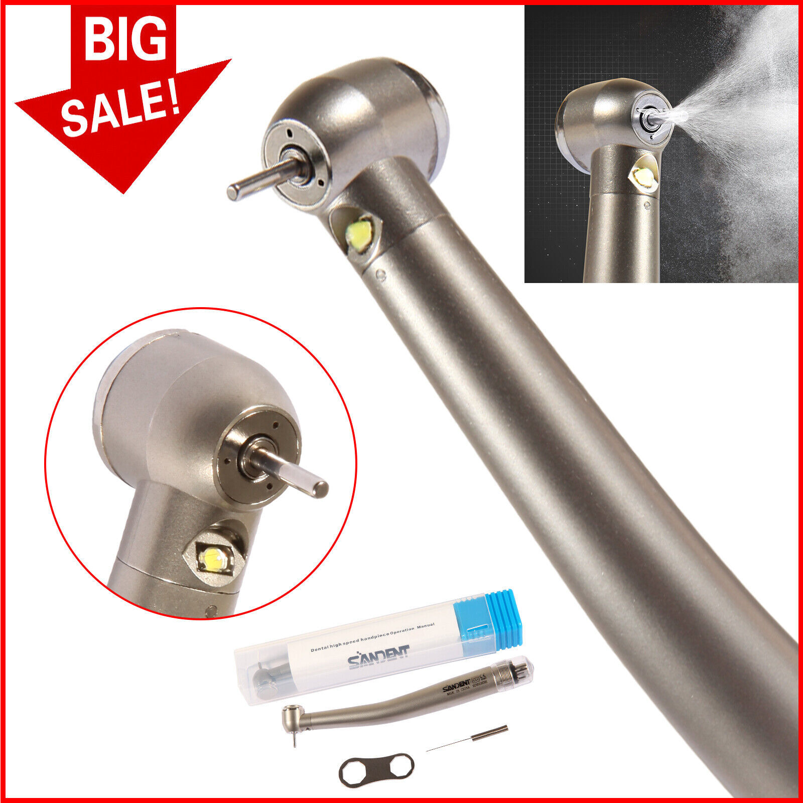 KAVO Style Dental LED Fiber Optic High Speed Handpiece 3 Spray 4 hole