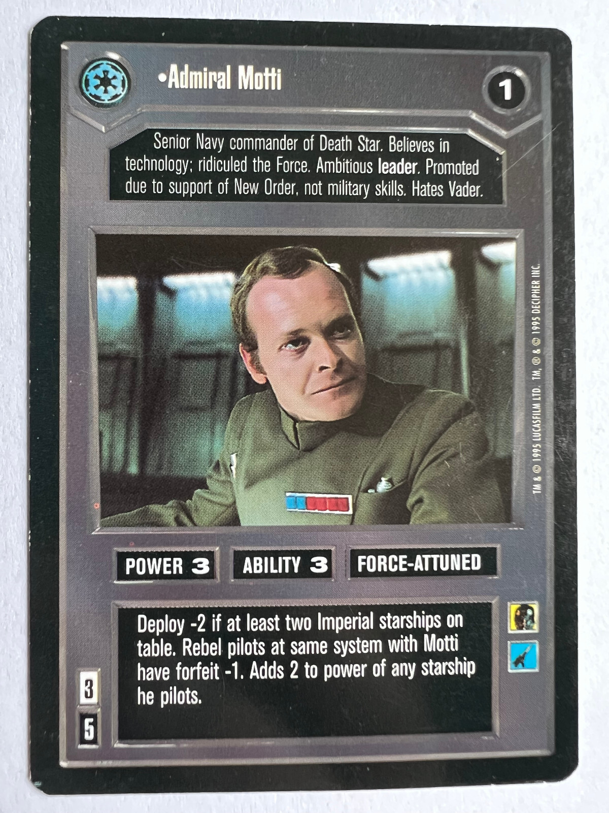 Star Wars CCG Admiral Motti Decipher Premiere Limited FS Eligible Dollar Rare