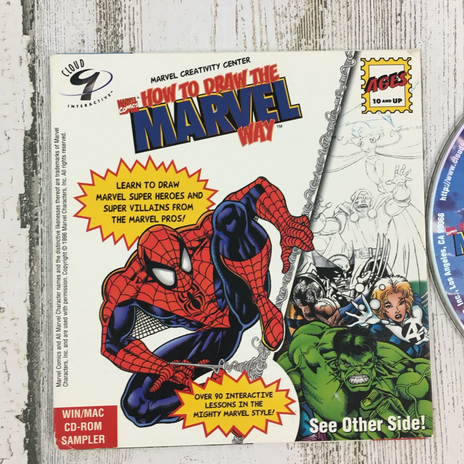 How to Draw the Marvel Way SAMPLER 1996 CD-ROM PC Cloud 9 Dino Finder Comics