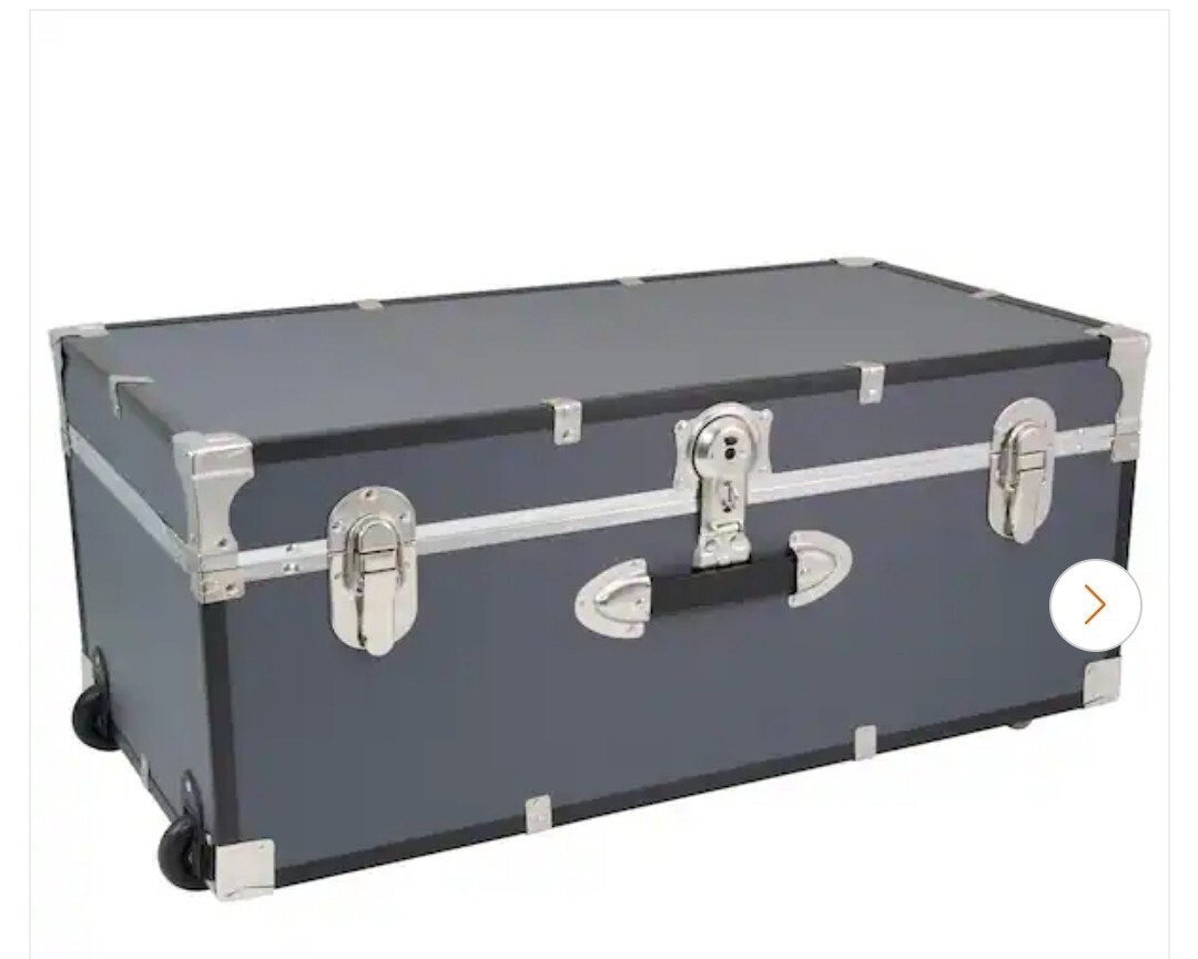 Seward Storage Trunk 15.75"x30"x12.25" Durable Wheeled W/ Locking Features Gray