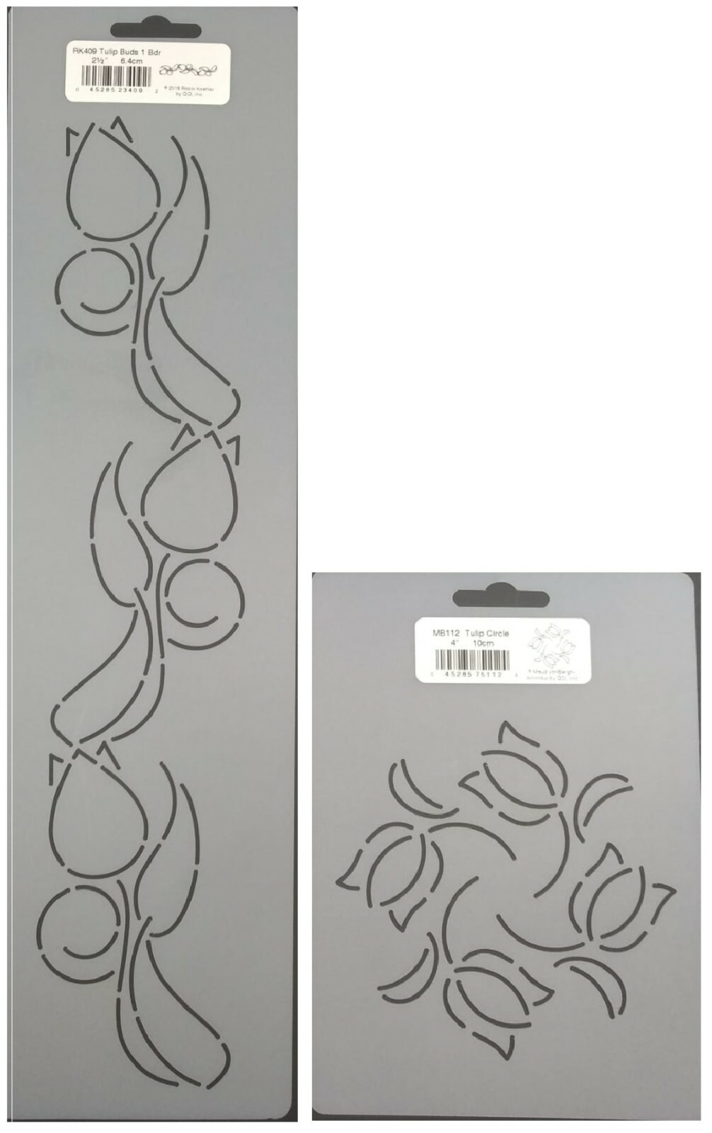 2 Quilting Stencils Tulips Border & Block Floral Quilt Patterns Templates Set
