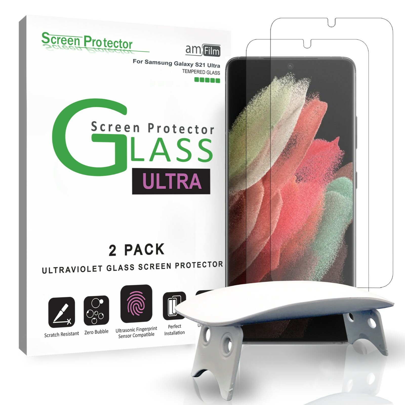 amFilm (2PK) Ultra UV Glass Screen Protector for Samsung Galaxy S21 Ultra (6.8")