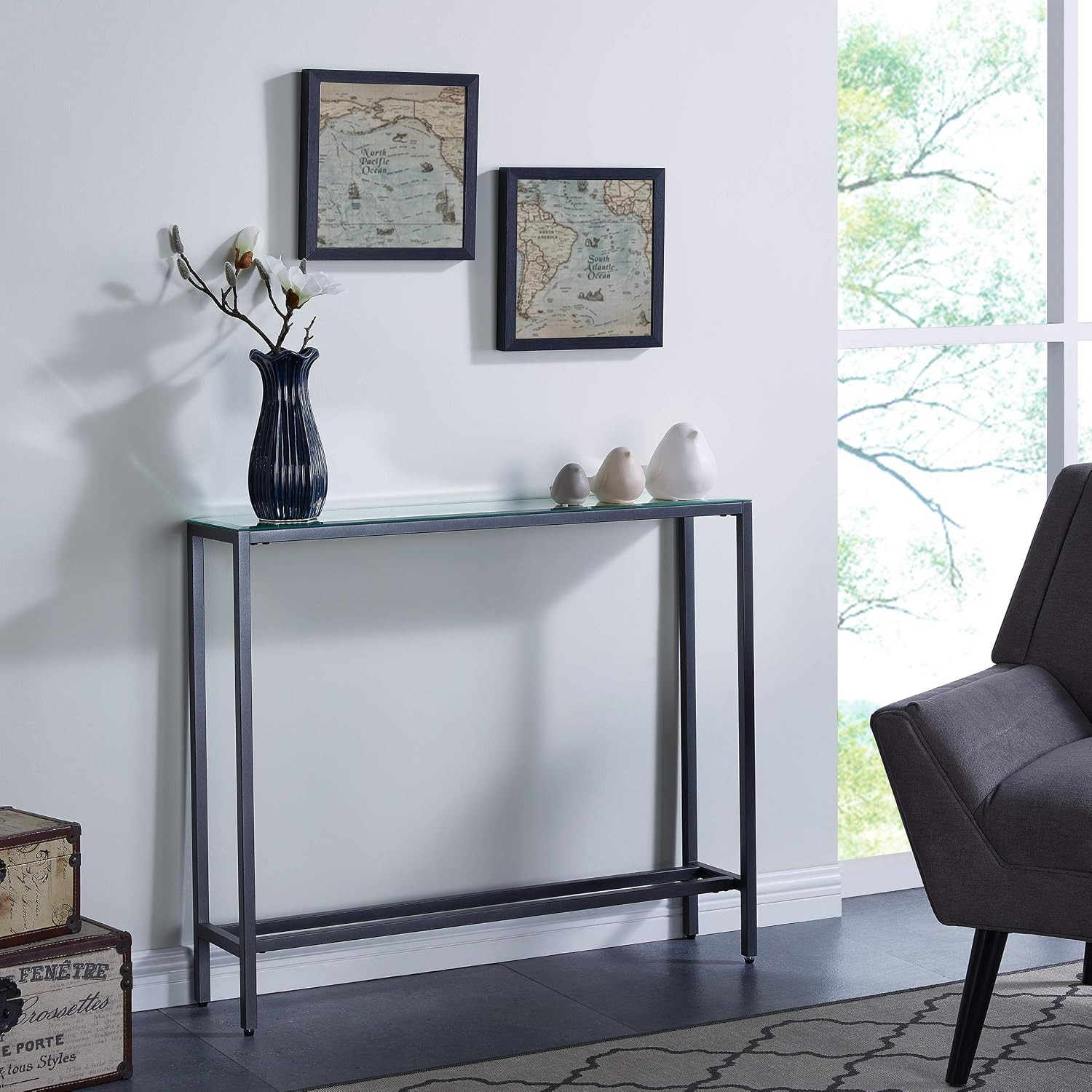 Darrin Narrow Console Table, Gray