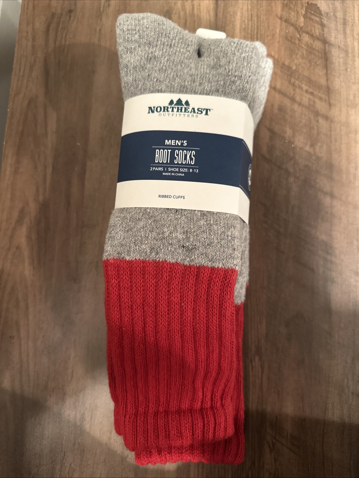 Northeast Outfitters Men's Boot Socks, 2 pack. Size Large 8-13. Ribbed Cuff