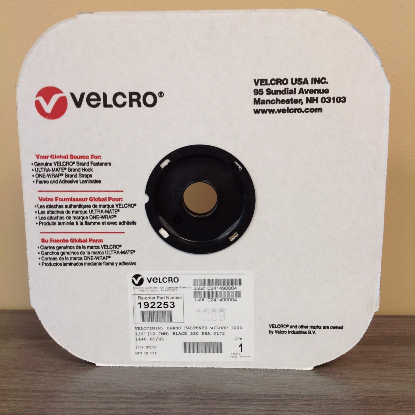 VELCRO Brand Velcoin 192253 1/2" Diameter Individual Dots LOOP BLACK 1440/roll