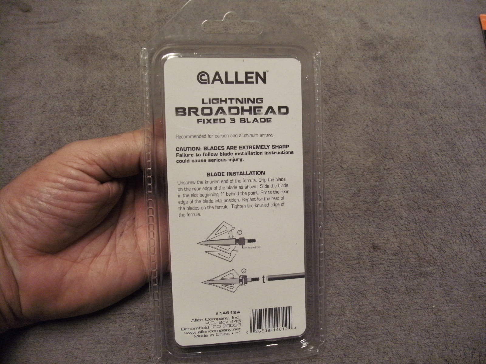 Allen Lighting 100gr, 1 1/16 wide, Set of 3 Broadheads new in the Pack,