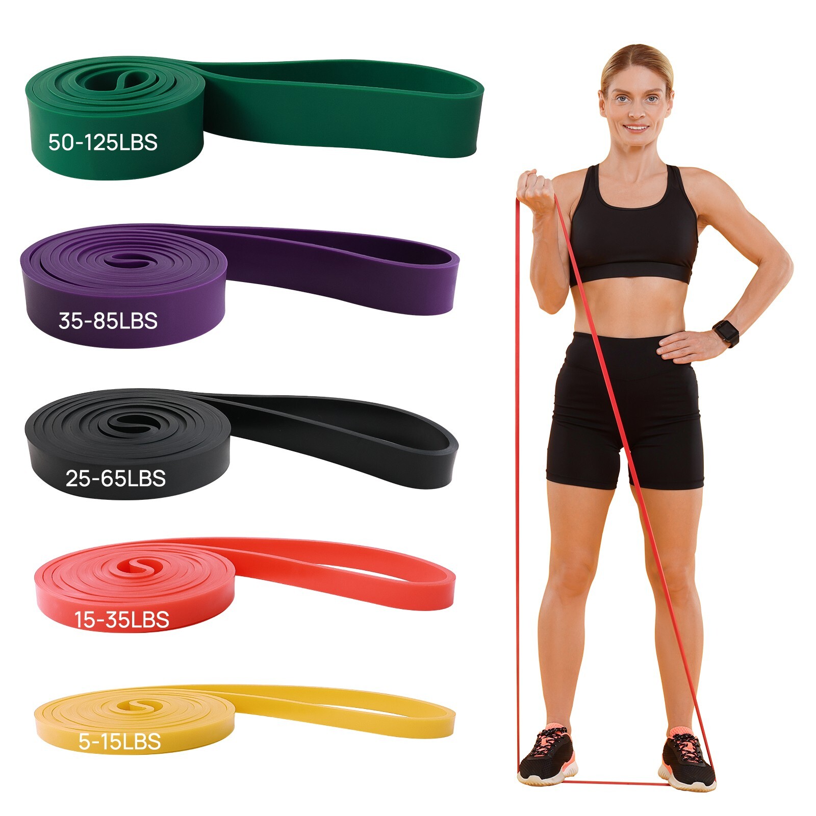 Set of 5 Heavy Duty Resistance Band Exercise Pull up Assist Fitness Workout YOGA