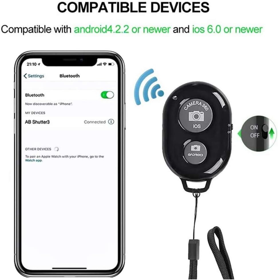 Portable Wireless Shutter Remote for iPhone and Android - Take Photos Anywhere