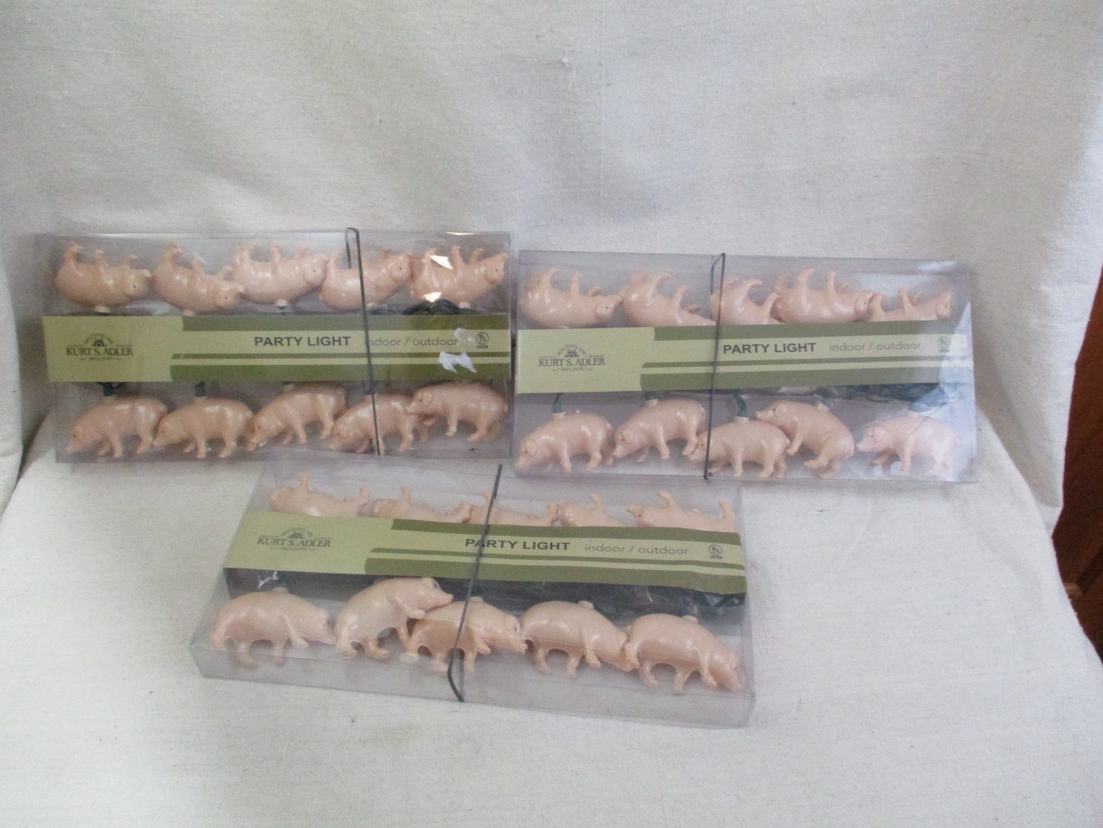 3 Sets Of Kurt Adler Indoor/Outdoor Partyr Sting Lights 10 Pigs UL4264 NIP