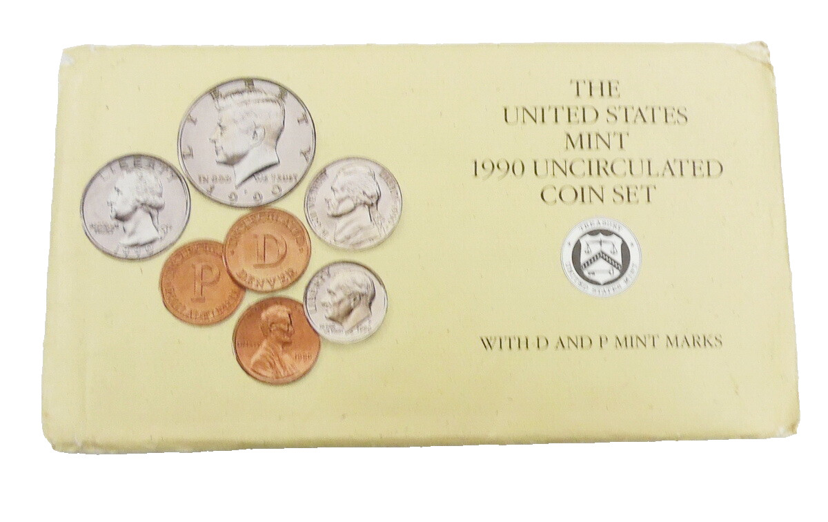1990 US Mint 10 Coin Mint Set w/ Original Cello & Envelope ~ Free Shipping