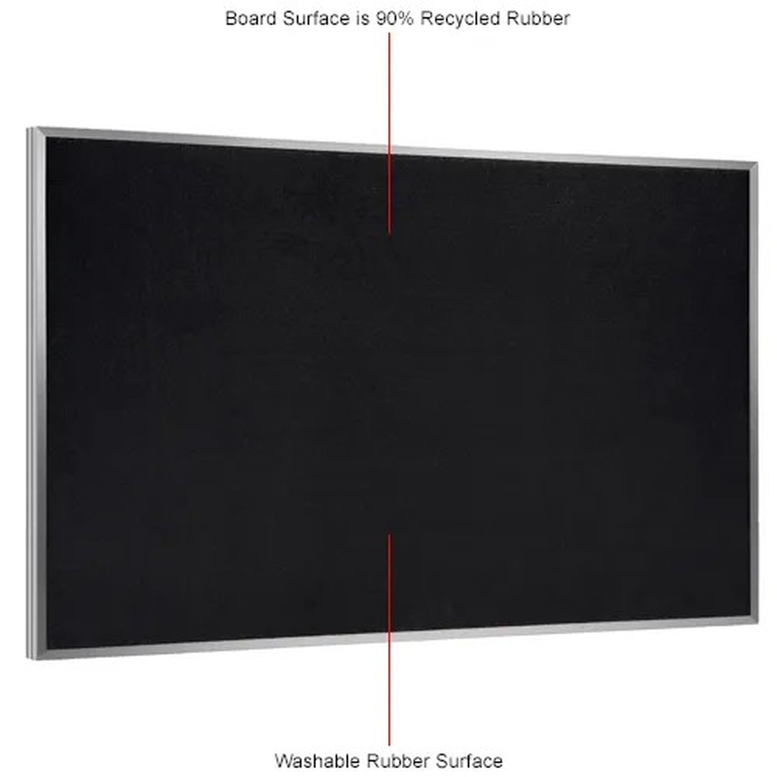 Global Industrial? Recycled Rubber Bulletin Board, 46-1/2"W x 36"H, Black