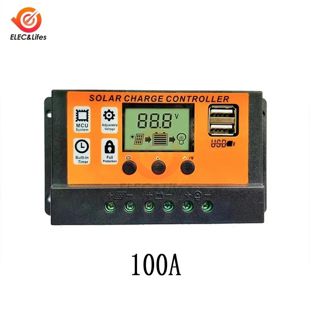 100A MPPT Solar Panel Regulator Charge Controller Auto Focus Tracking 12/24V US