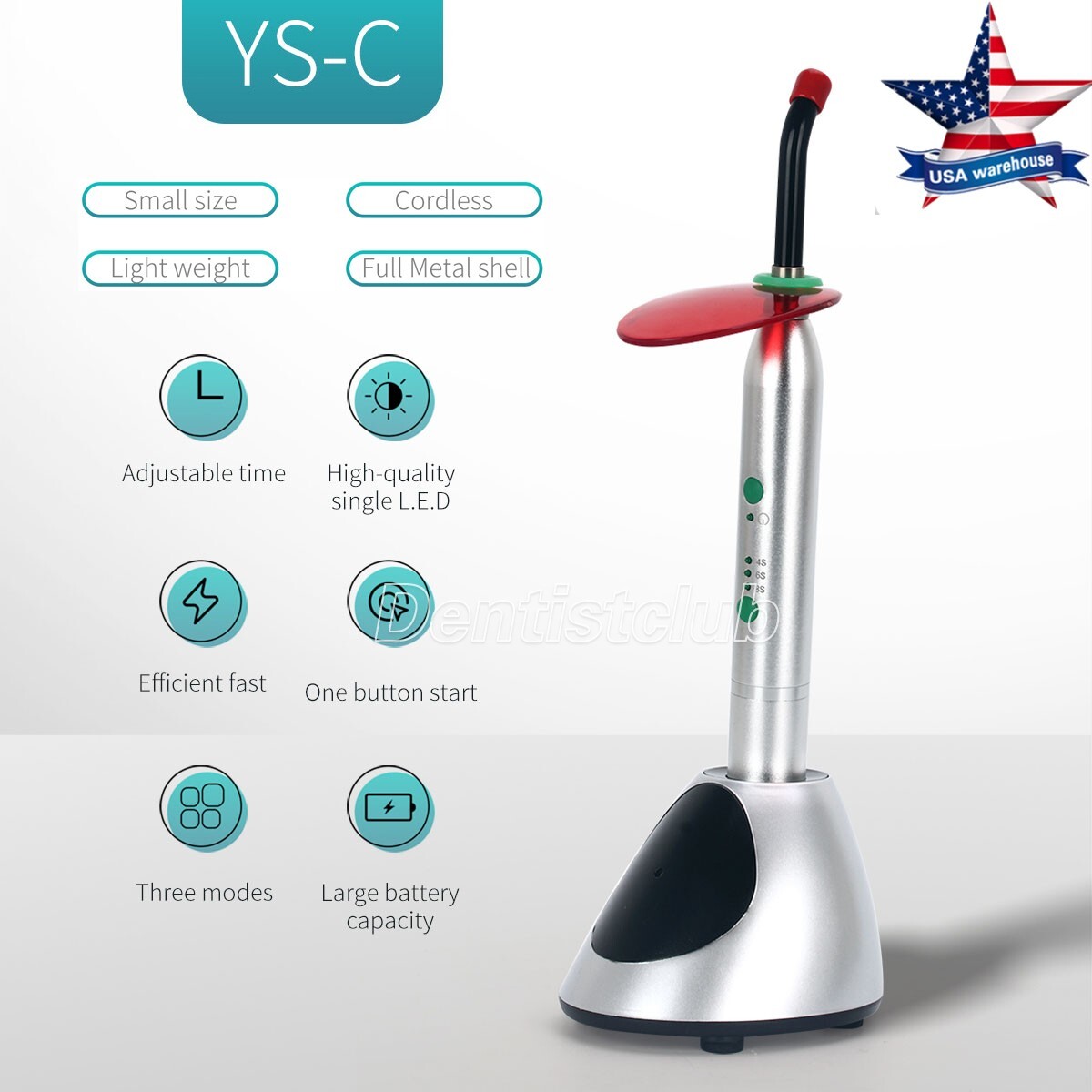 AZ Dental Wireless Orthodontics LED Curing Light YS-C 2000mw/c㎡ Resin Cure Lamp