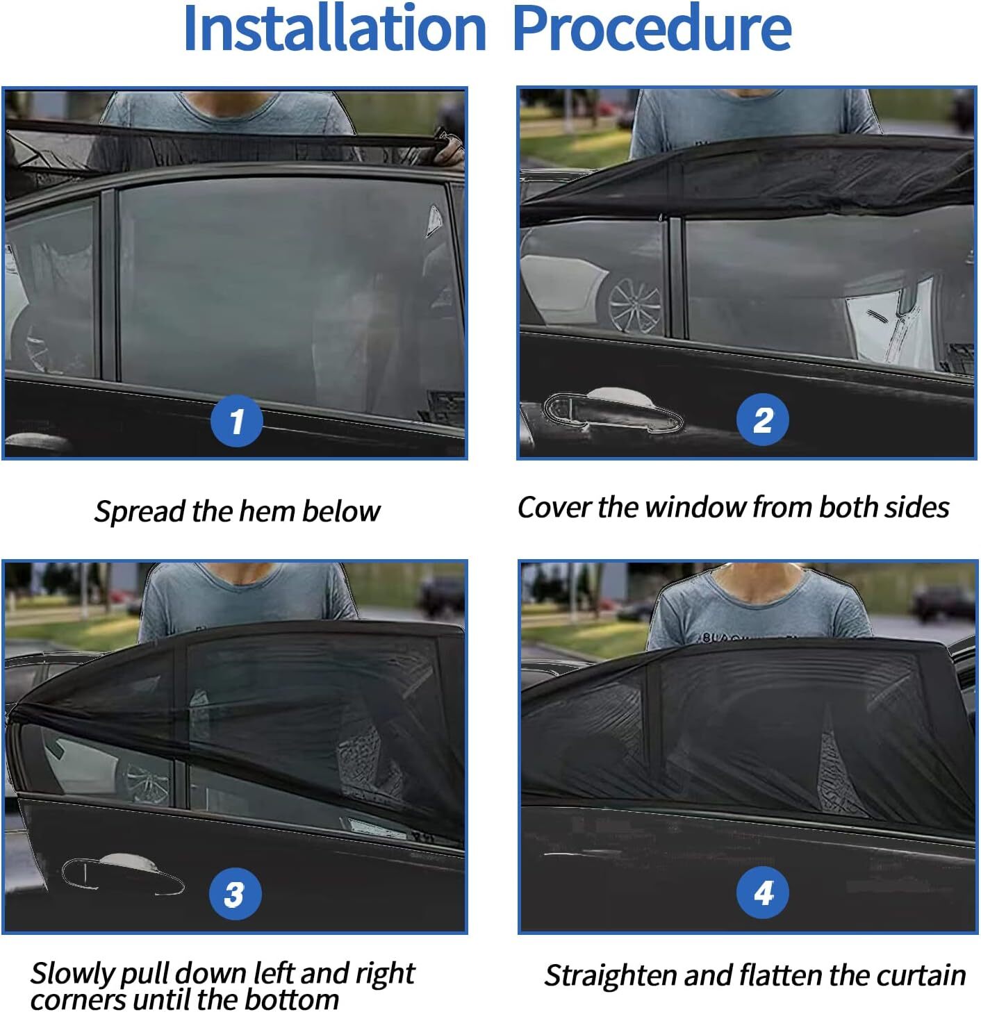 4Pcs Car/SUV Window Side Screen Sun Mesh Shade Cover Sunshade Visor Elastic USA