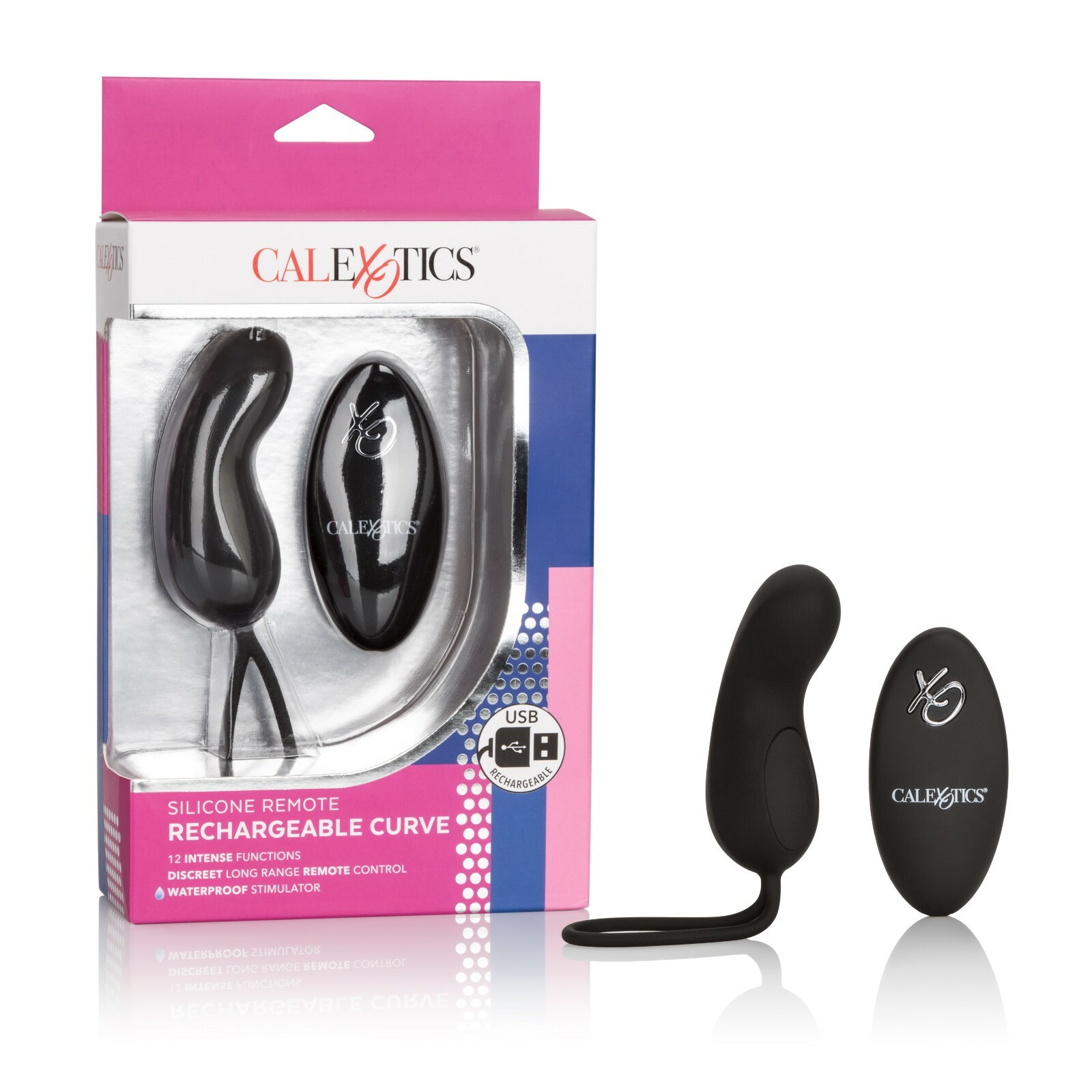 Cal Exotics Silicone Remote Rechargeable Curve Vibe Black - Clitoral Vibrator