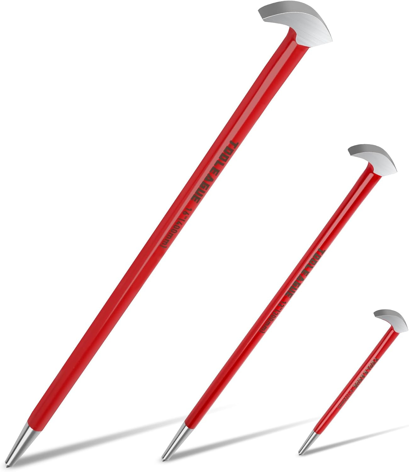 3Pcs Rolling Head Pry Bar Set,6",12",16" Heavy Duty Pry Bars Hand Tool for Garag