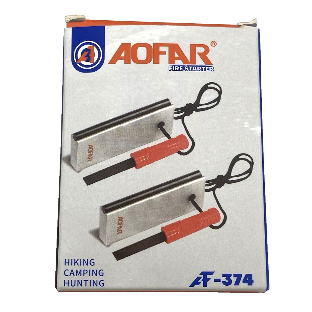 AOFAR Magnesium Fire Starter AF-374 (2-Pack) Waterproof Hiking Camping Hunting