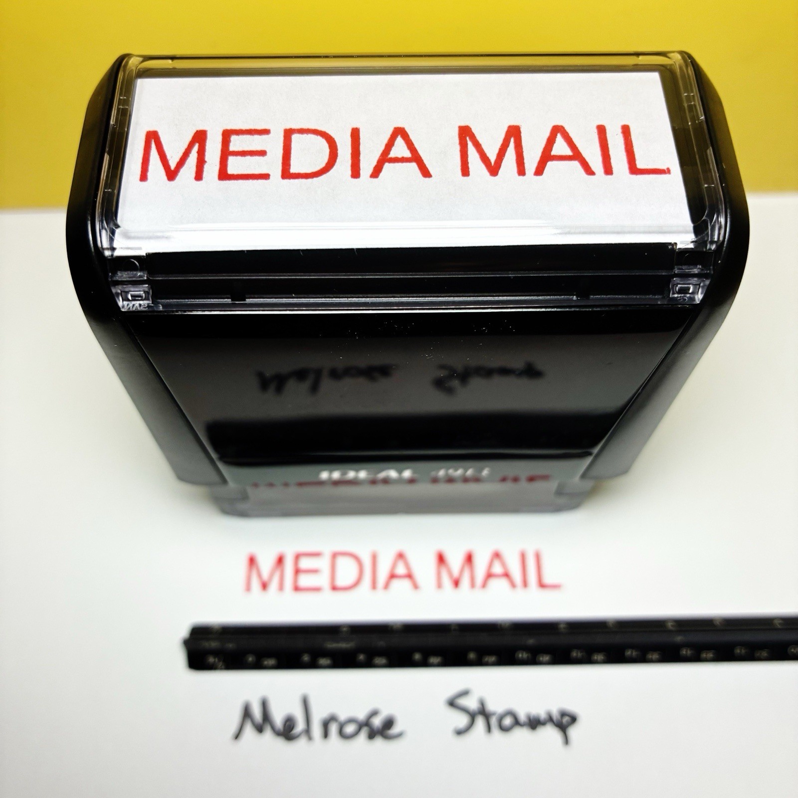 Media Mail Rubber Stamp Red Ink Self Inking Ideal 4913