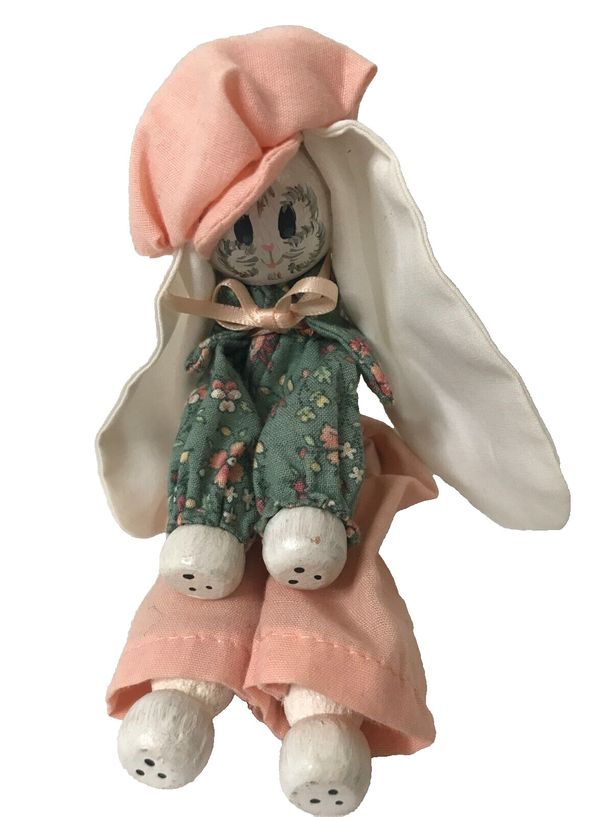 Vintage Clothespin Easter Bunny Sitter Doll Figurine