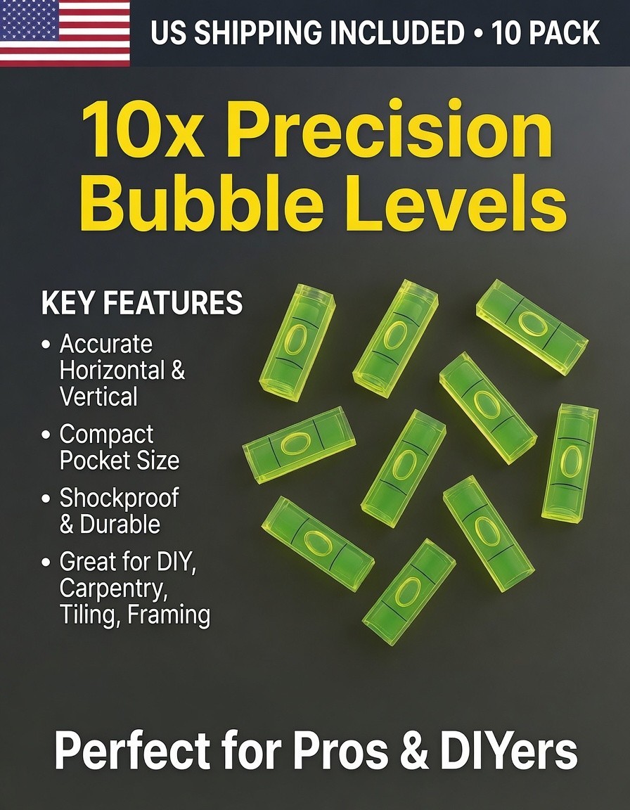 5Pcs 10x10x29 mm Universal VIAL Square Bubble Spirit Level Tripod Measuring Cam