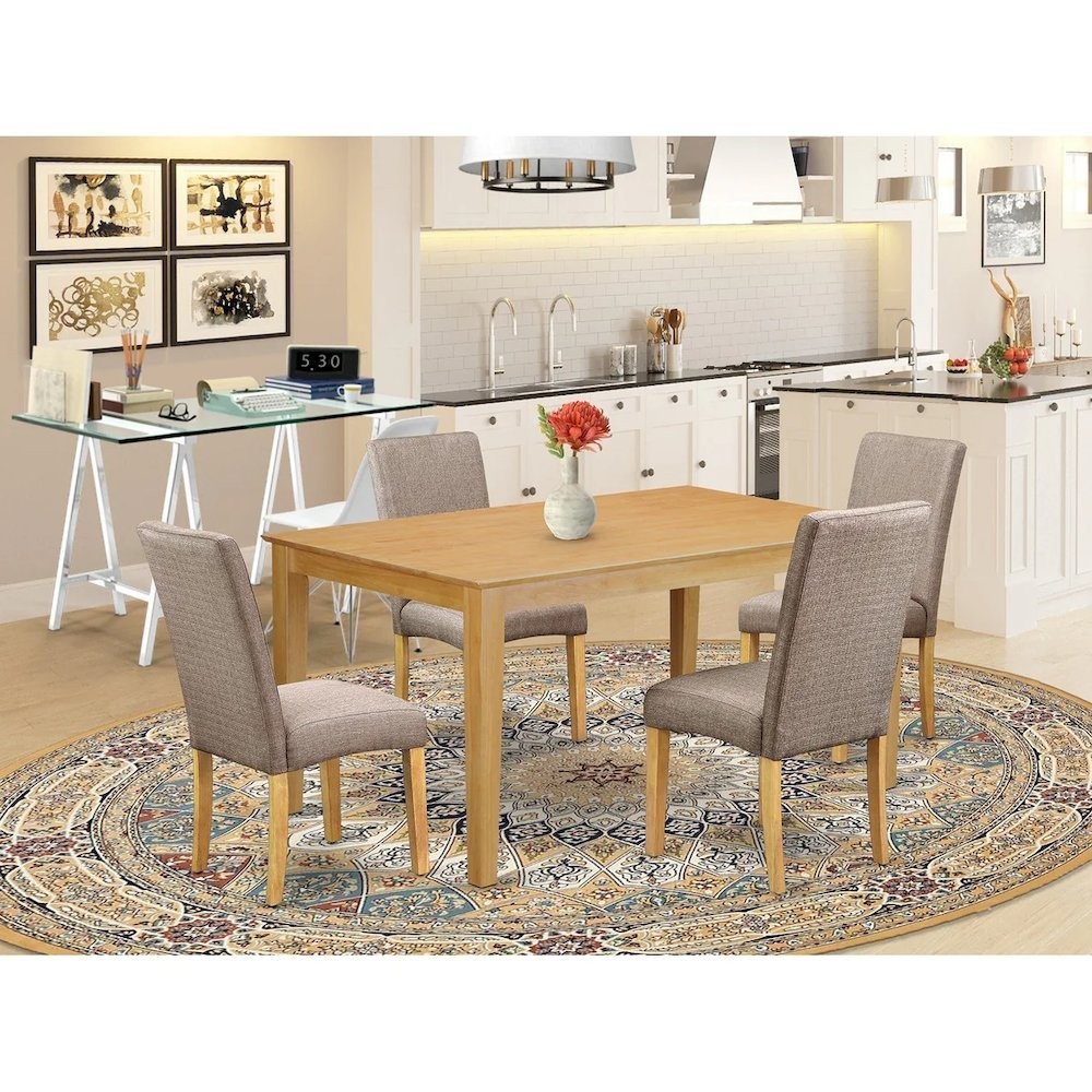 5 Piece Dining Room Furniture Set Includes a Rectangle Dining Table and 4...