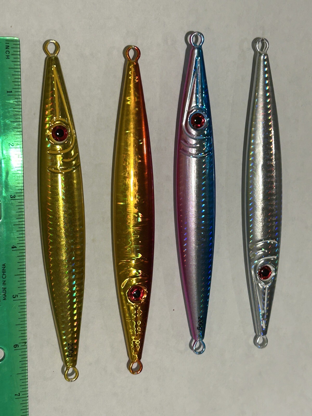 Set Of 4 100 Gram Slow Pitch Fast Fall Jig Fishing Lure Tuna Mahi Big Game Fish