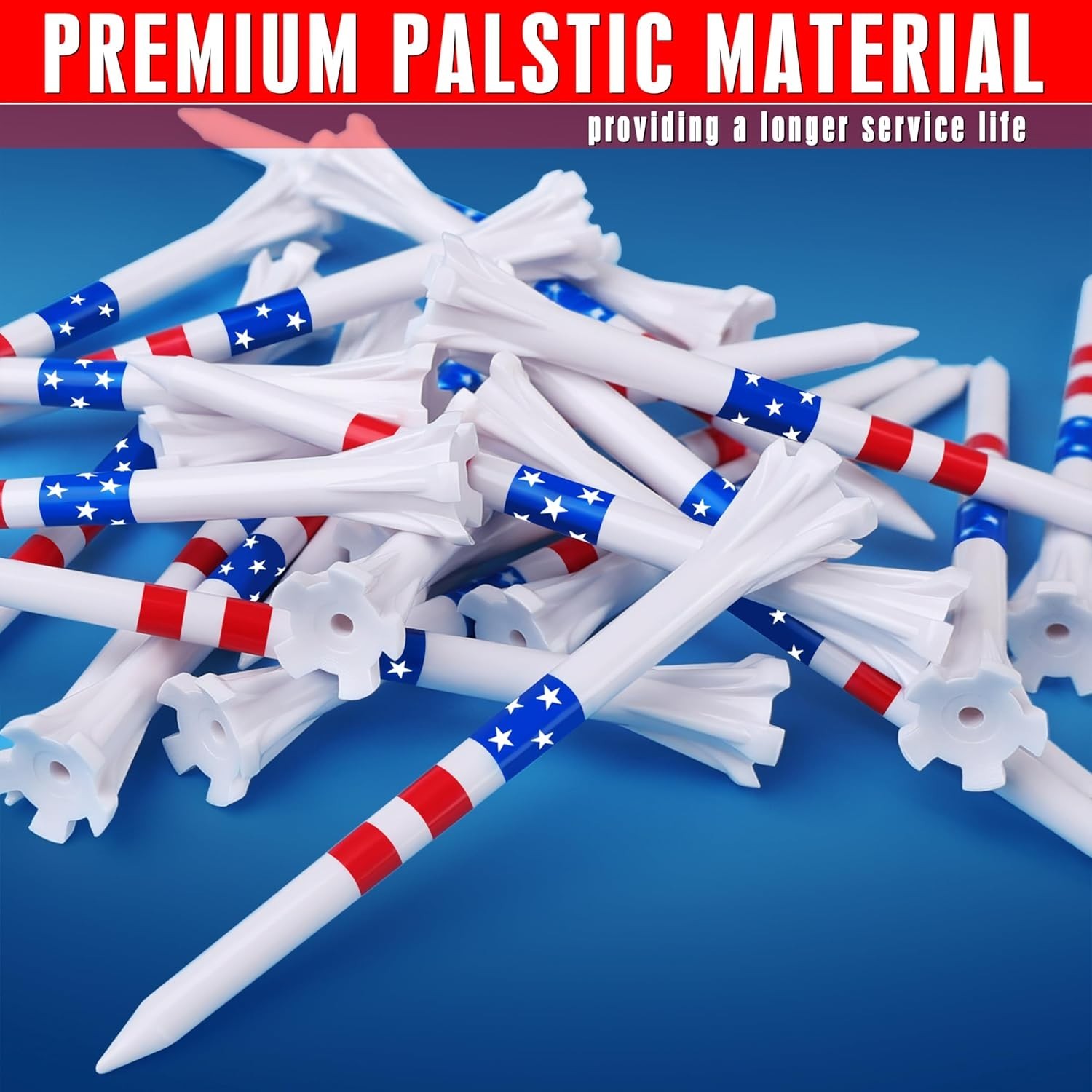 5-Prong Plastic Golf Tees 120 Pack - Star and Stripe Marking System Golf Plas...