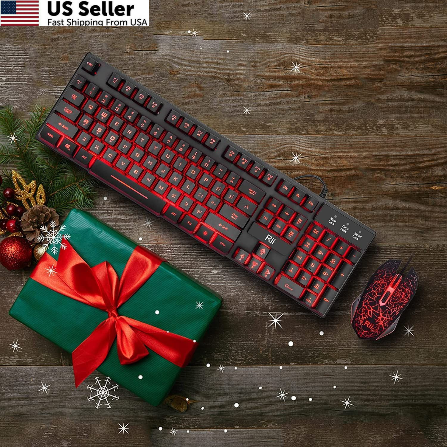 Rii Gaming Keyboard and Mouse Set, 3-LED Backlit Mechanical