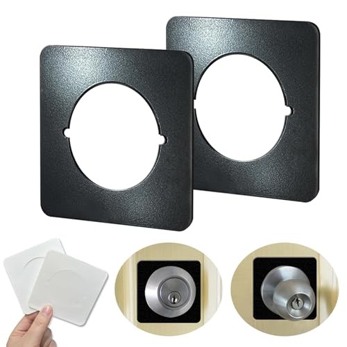 2 Pcs Door Knob Plates Square Version, Door Handle Fixing Cover Filler Black