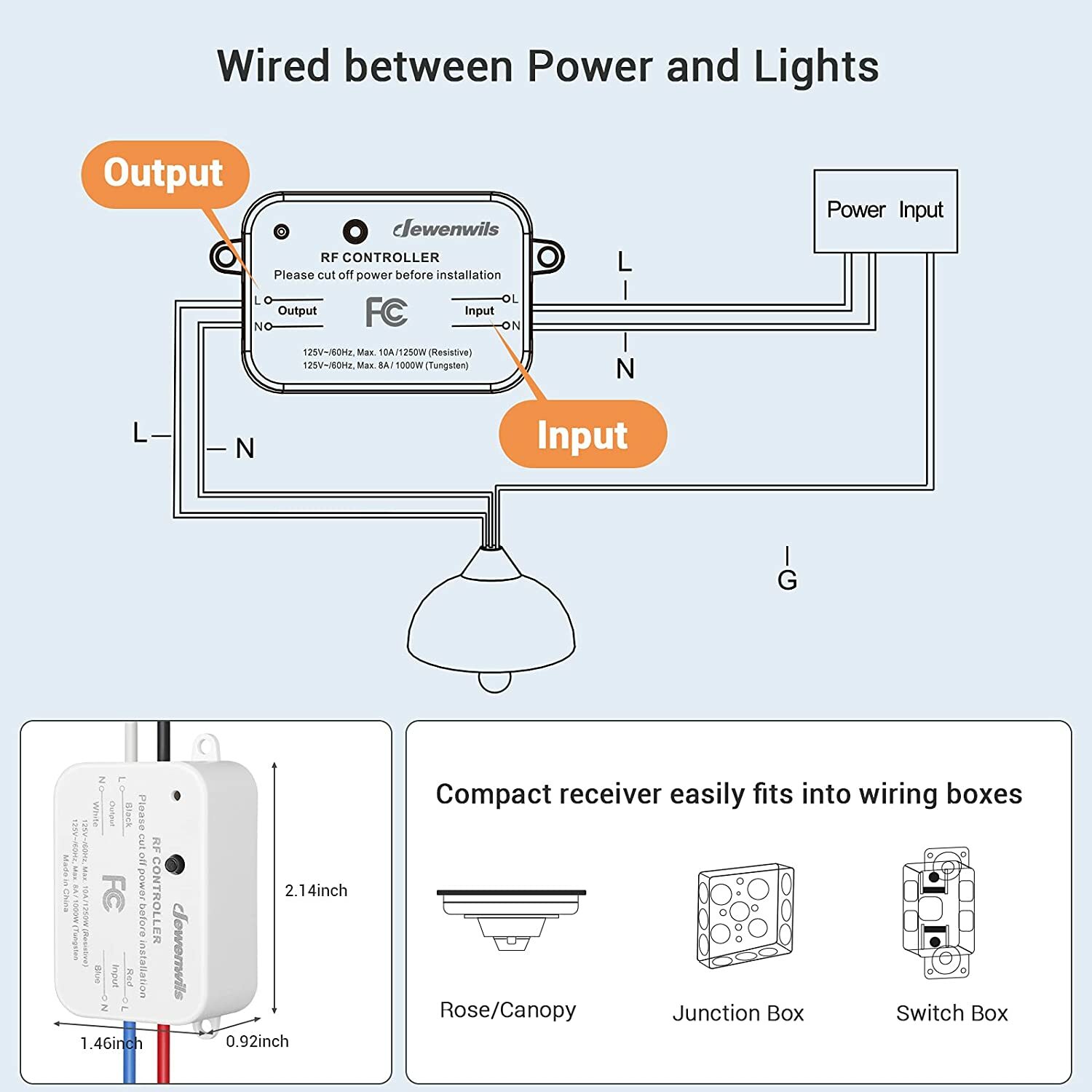 DEWENWILS Wireless Remote Control Light Switch Wireless Wall Switch and Receiver