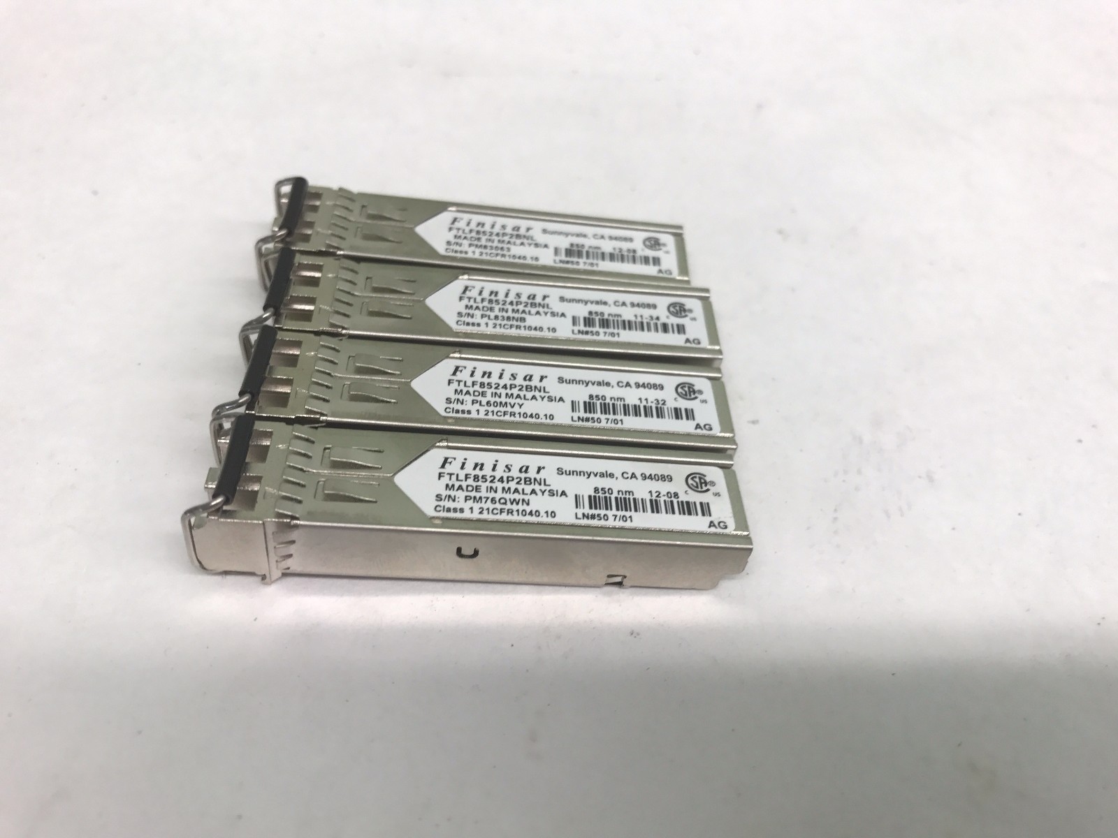 Lot of 4 Finistar FTLF8524P2BNL 850NM Fiber Tranceivers . FREE SHIPPING!