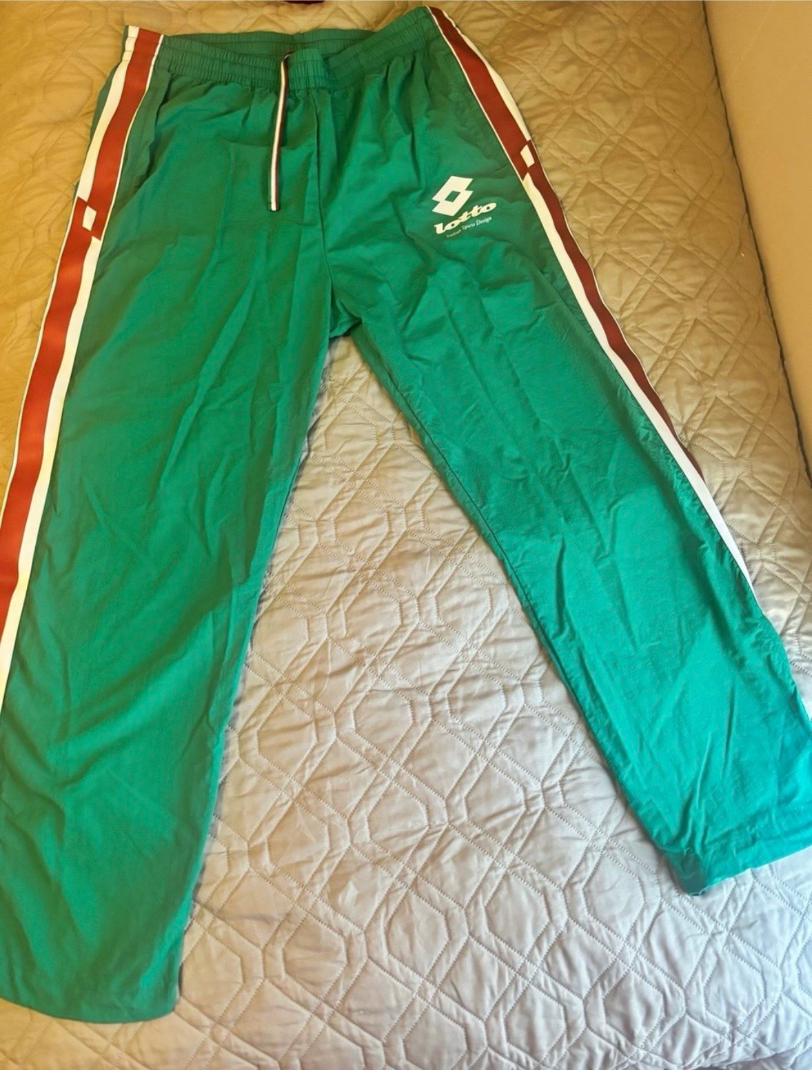 Lotto Treviso Track Pant Men's XXL Regular Green Red White Striped Drawstring