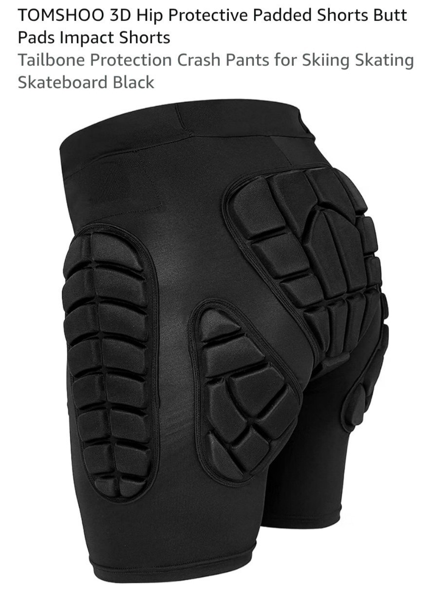 TOMSHOO Hip Protection Pads Shorts Skate Ski Snowboarding for Adults Black Small
