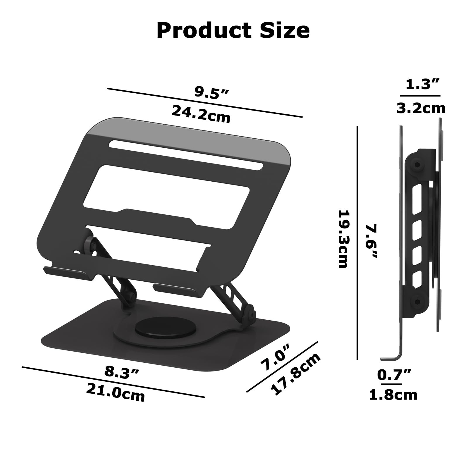 TAPMEI Adjustable Laptop Stand, 360 Rotating Computer Riser, Stable Base Stan...