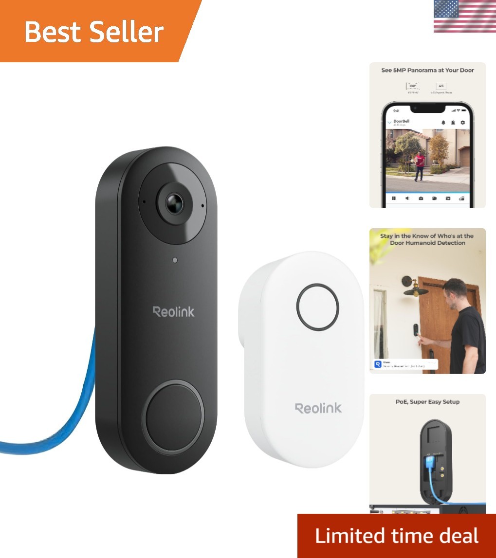 Waterproof 2K  Security Camera with 180° View & Human Detection Alerts