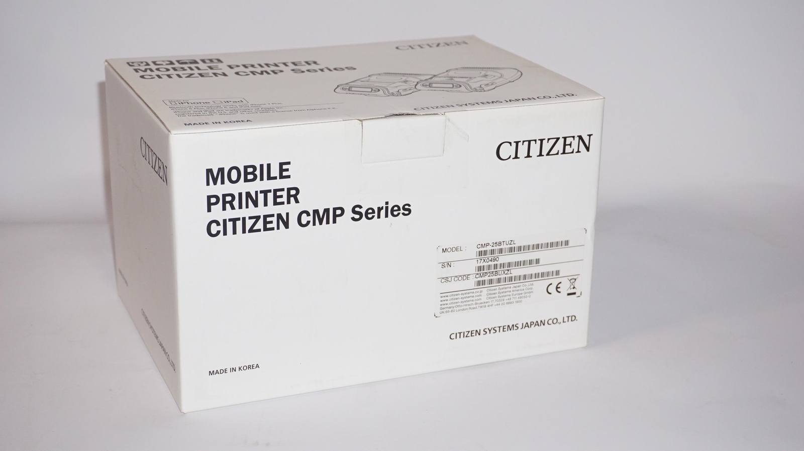 -NEW-CITIZEN CMP-25BTUZL PORTABLE MOBILE LABEL/RECEIPT PRINTER IOS|BLUETOOTH 25L