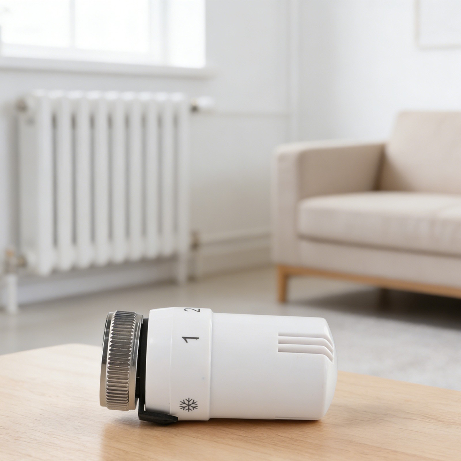 Radiator Valve with Temperature Control and Lockable Setting for Water Heating