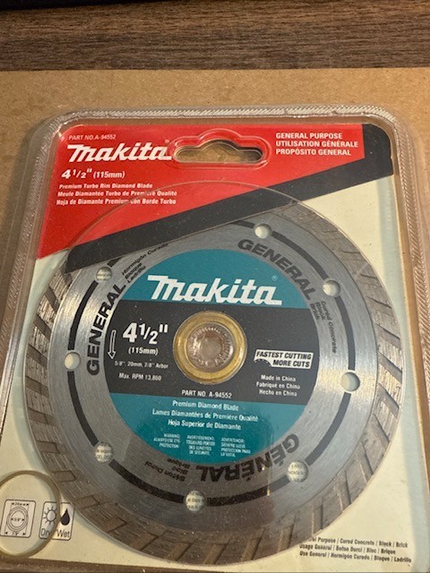 Makita A-94552 4 1/2" Premium Turbo Rim Diamond Blade NIP Sealed Free Shipping