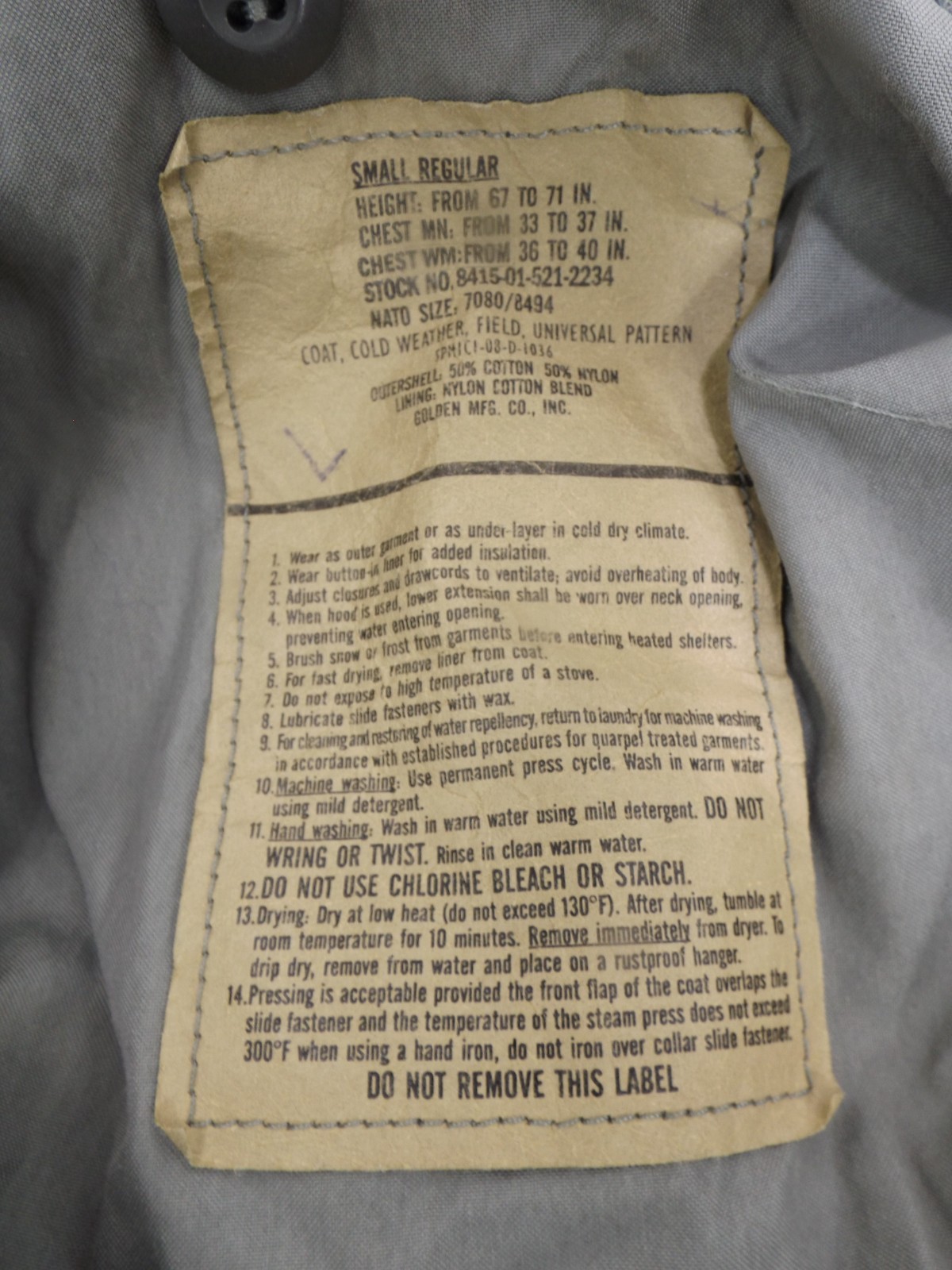 US Military Cold Weather UCP Heavy Field Coat & Hood - Size: SMALL - REG
