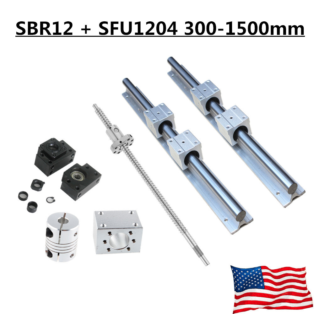 12mm SBR12 Linear Rail & 1Pcs SFU1204 Ballscrew Kit For 3D Printer DIY US Stock