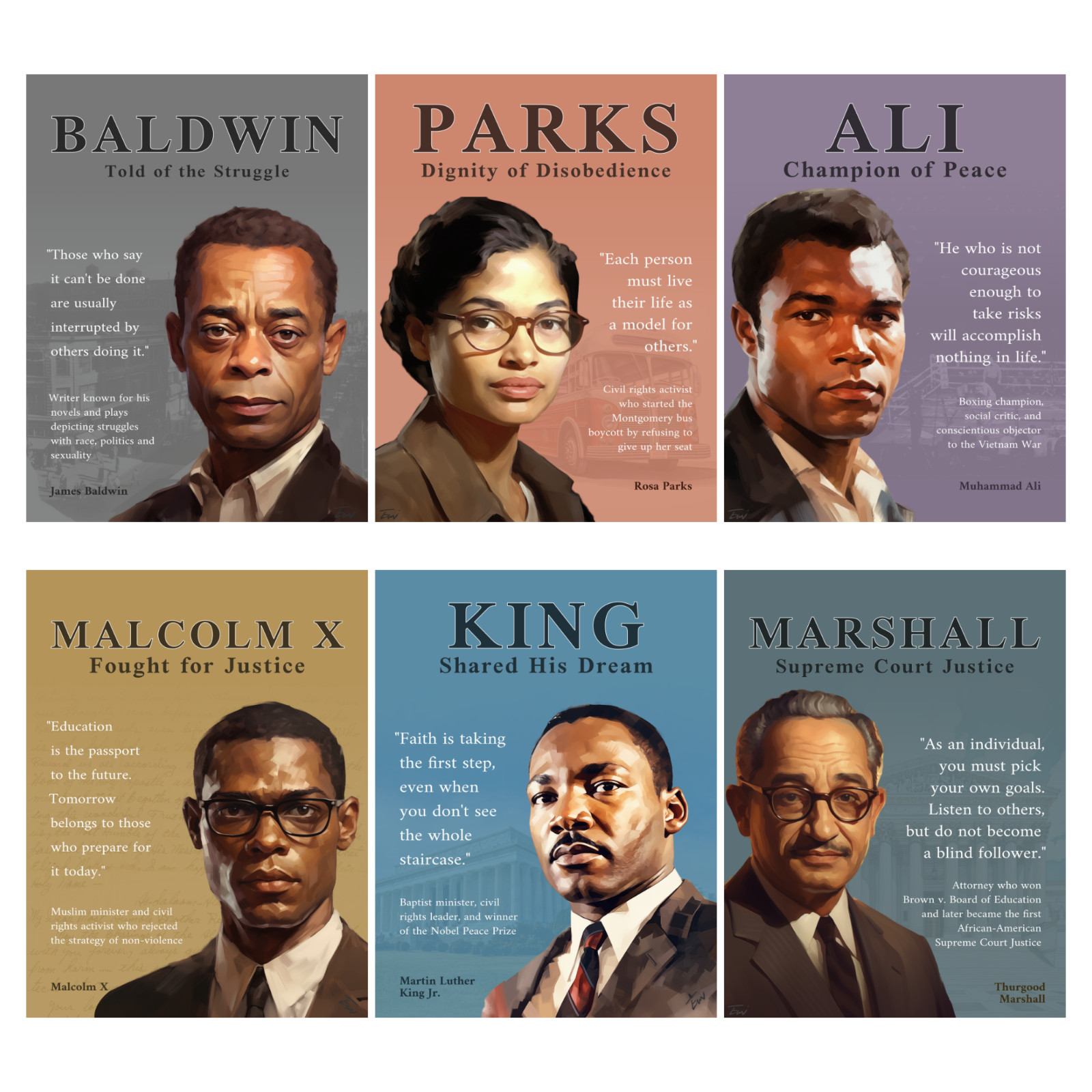 Famous Black Leaders Printable Poster Pack (6x) | African-American Leaders