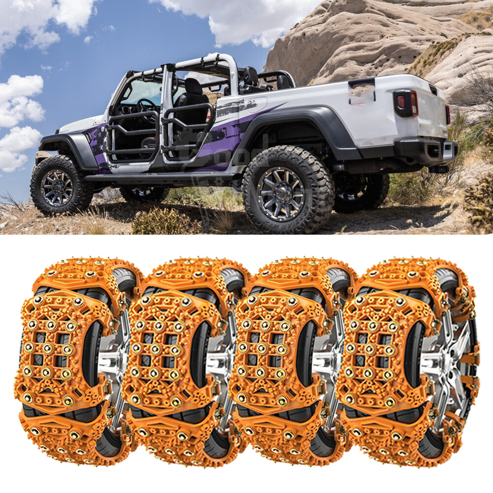 12PCS Anti Skid Snow Tire Chains Adjustable Emergency Winter For Jeep Gladiator