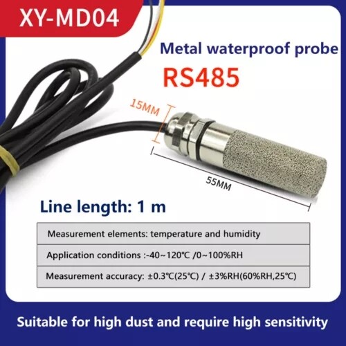DC5-28V Temperature & Humidity Sensor Waterproof Probe RS485 For MODBUS RTU