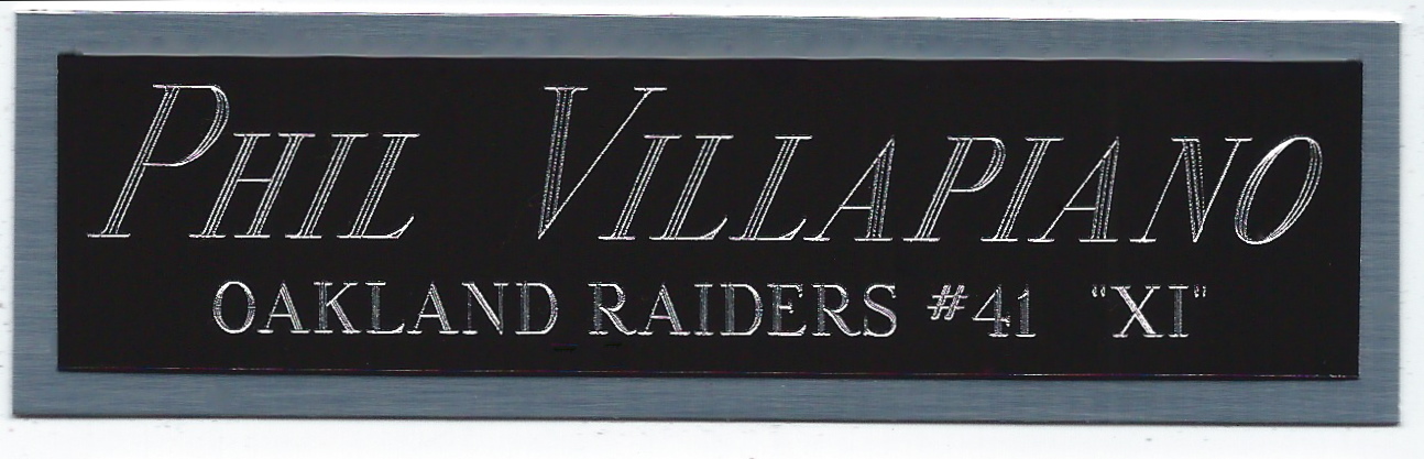PHIL VILLAPIANO RAIDERS NAMEPLATE AUTOGRAPH SIGNED FOOTBALL HELMET JERSEY PHOTO